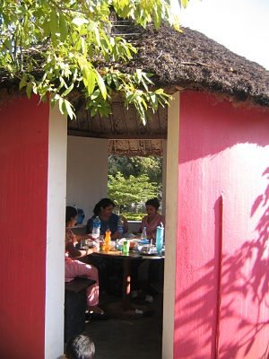 lunch inside hut