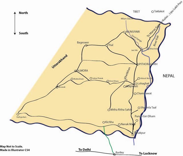 Map of eastern Kumaon.