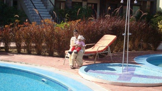 My wife & son soaking up the sun