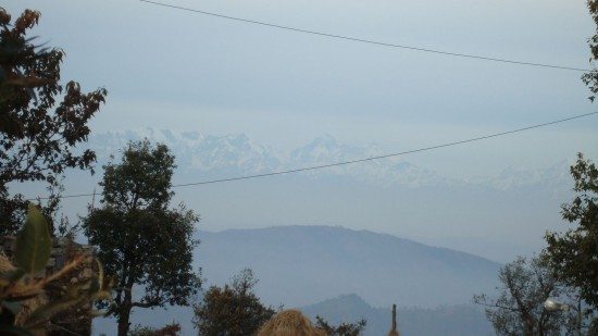 View of the snow-capped peaks