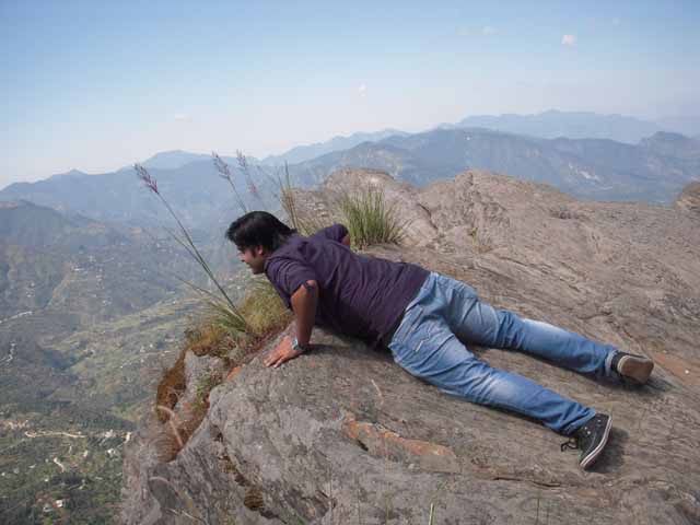 Kshitij getting scared at the edge 