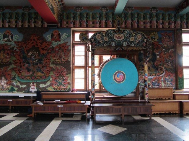 A Tibetan Drum along with the beautiful paintings adorning the walls