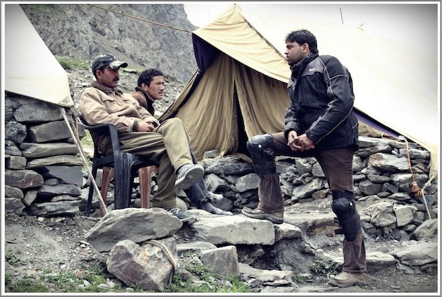 Mandatory check post @ Darcha for entry. Me checking about the road condition ahead