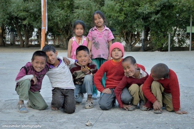 Children Inside Kaza Monastery 