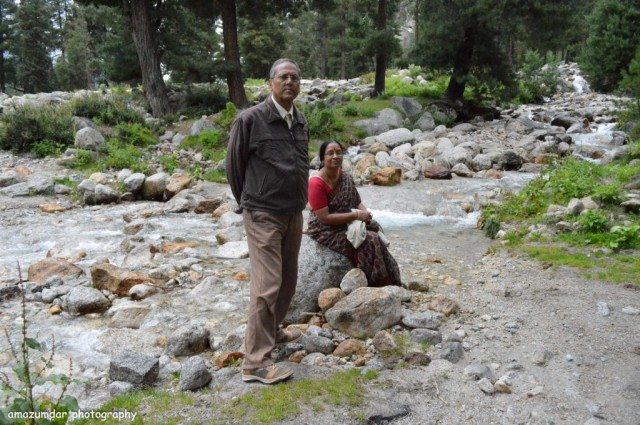 Mom Dad in the waterfall