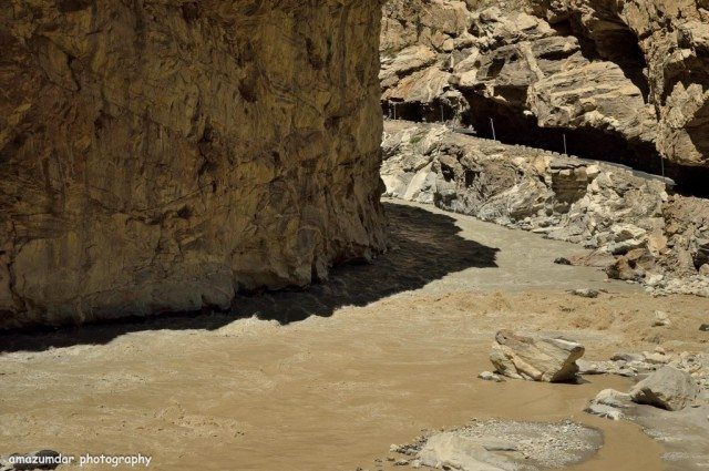 Difference in the colors of water very much visible as Sutlej meets Spiti River