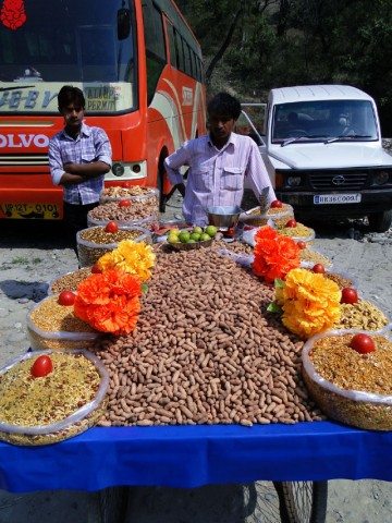 Beautiful display of peanuts in a village fair. 