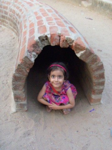 Pavani, enjoying in one of the structures
