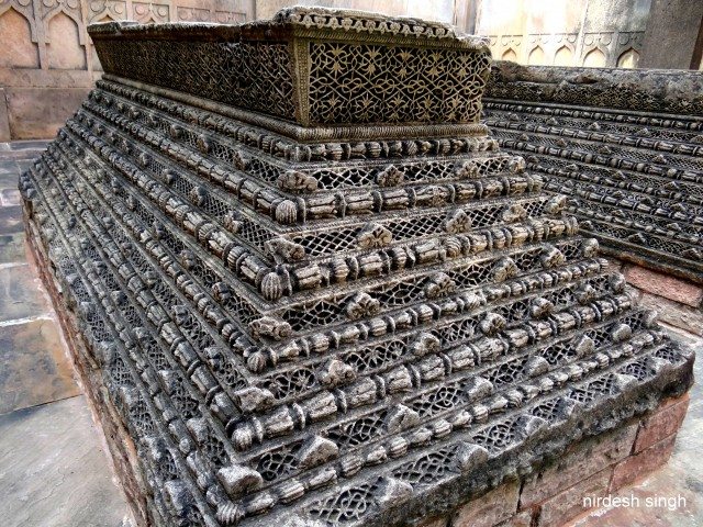 Bada Madarsa - Black Stone Carved Gravestones