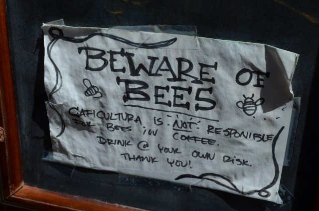 Funny sign outside the cafe.