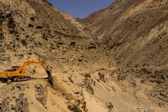 Border Road Organization (BRO) clearing a landslide