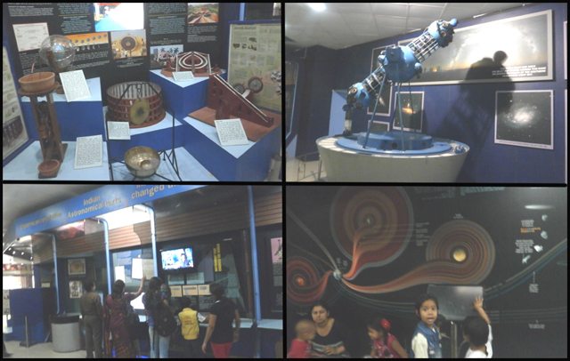 नेहरू तारामंडल की प्रदर्शन दीर्घ में प्रदर्शित कुछ आकर्षण