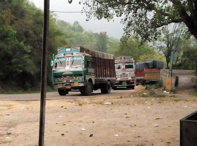 The rush of trucks in the way 