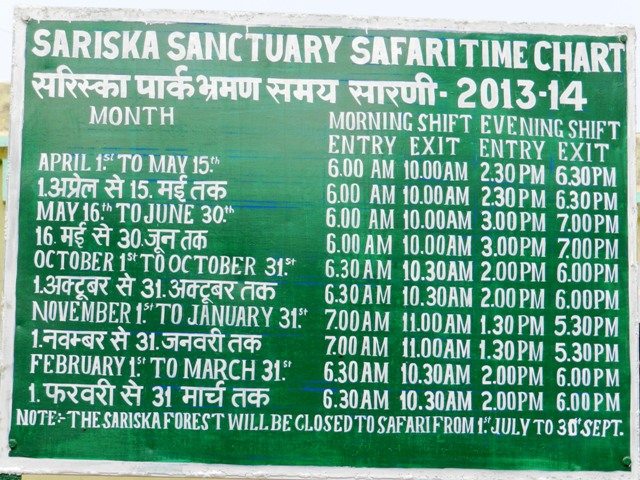 Sariska Time Table