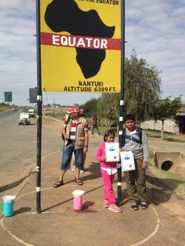 Kids with their certifcates at the Equator