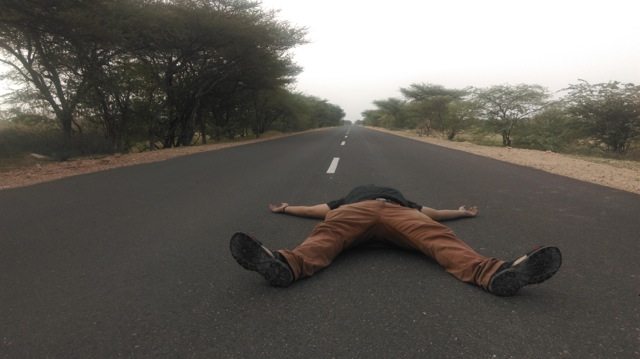 Abhinav on Jaisalmer Highway
