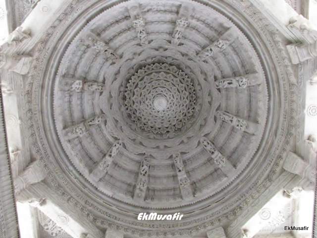 A carving in the ceiling.