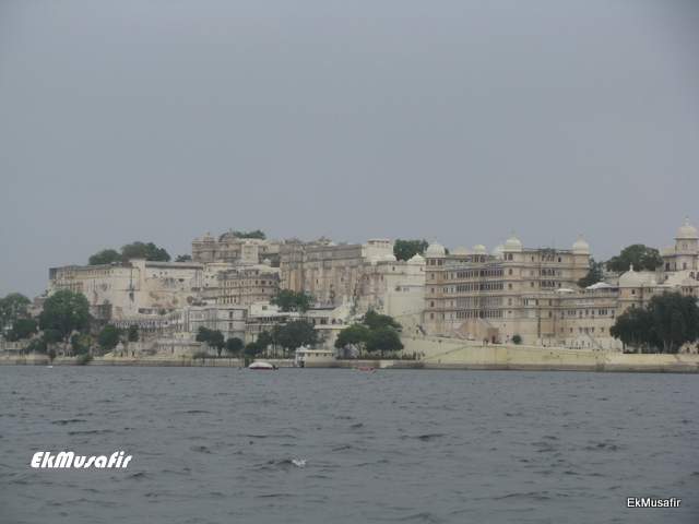 The City Palace of Udaipur viewed from the Lake.