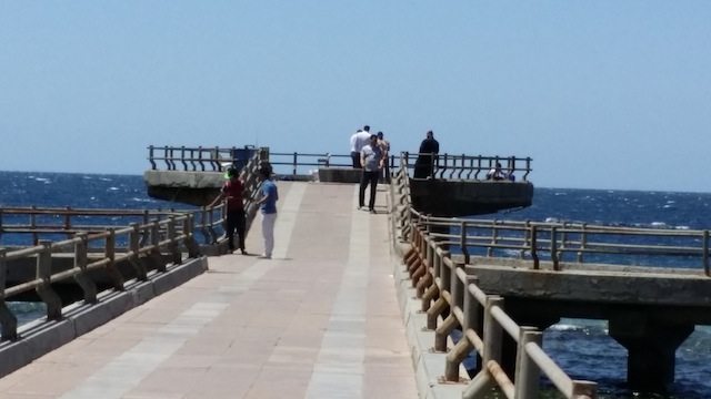 This is the pedestrian jetty where people come to stroll, fish, and look