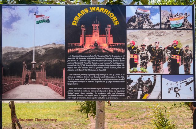 A Board with narrations about Drass Warriors