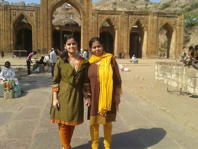 Mom & Sis infront of Dhai din ka Jhopda