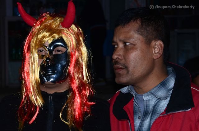 Face at Night Bazaar with my friend Prakash