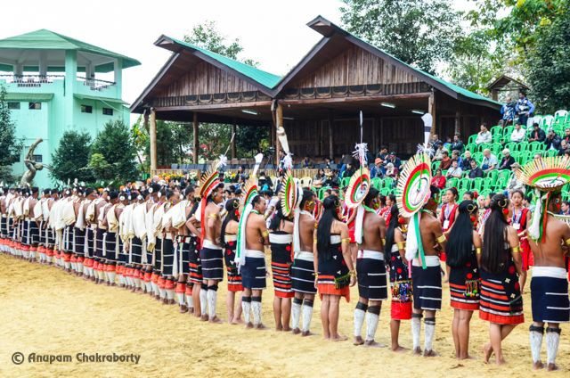 Naga Tribes in traditional Dress positioned to welcome the Chief Guest of the day