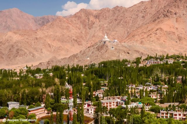 View of Shanti Stupa from Leh Palace
