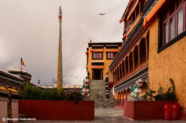 The yellow building in the front is the main assembly hall