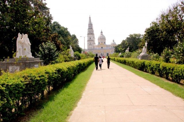 The pathway which leads to the main gate of the church