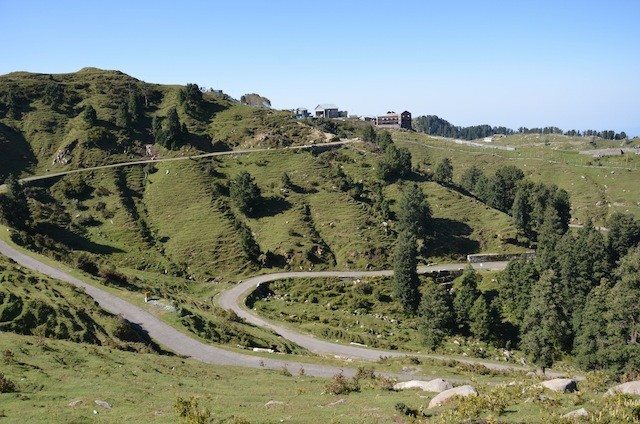 Serpentile hilly way, view from midway of Dhyan Kund