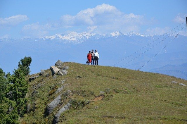 A panoramic view from top of the hill adjacent to Pohlani mata temple, keeping Swaraj and his parents in the foreground
