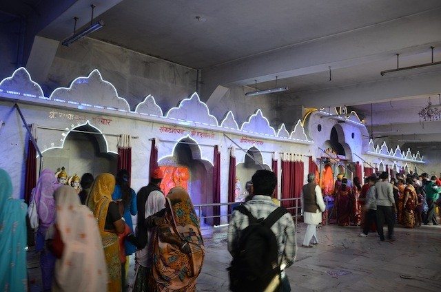 Inside view of the temple showing arrangement of idols