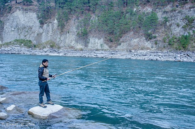 During our recce, we did angling too in the river Lohit