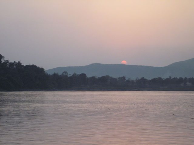 Sun sets over the Bramhaputra River